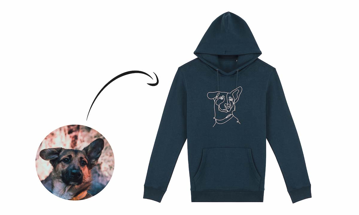 Hoodie personnalisé brodé avec motif de chien
