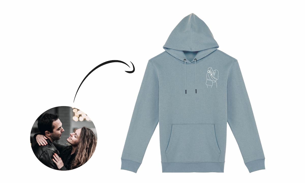 Hoodie de couple personnalisé brodé