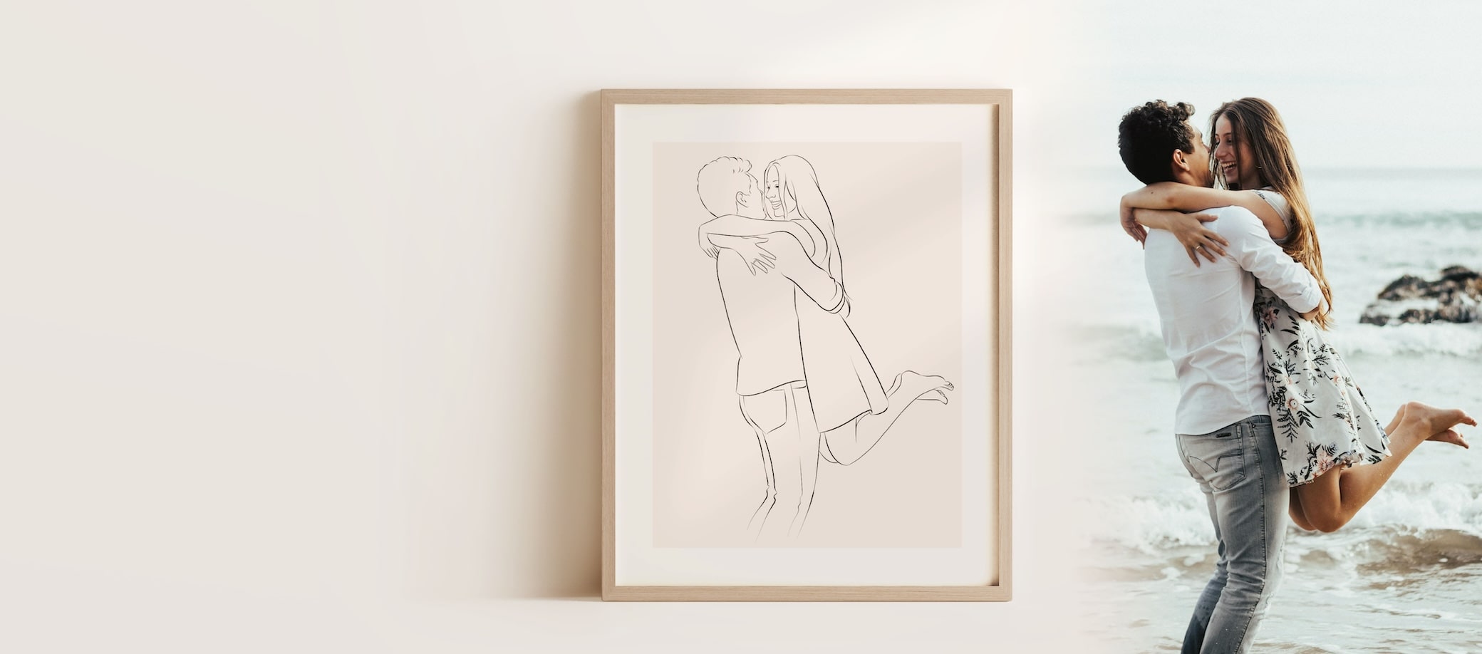 Couple amoureux illustré en Line Art