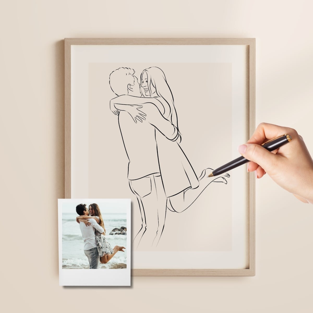 Dessin en Line Art d'un couple