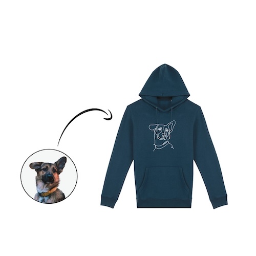Sweat à capuche brodé personnalisé en Line Art