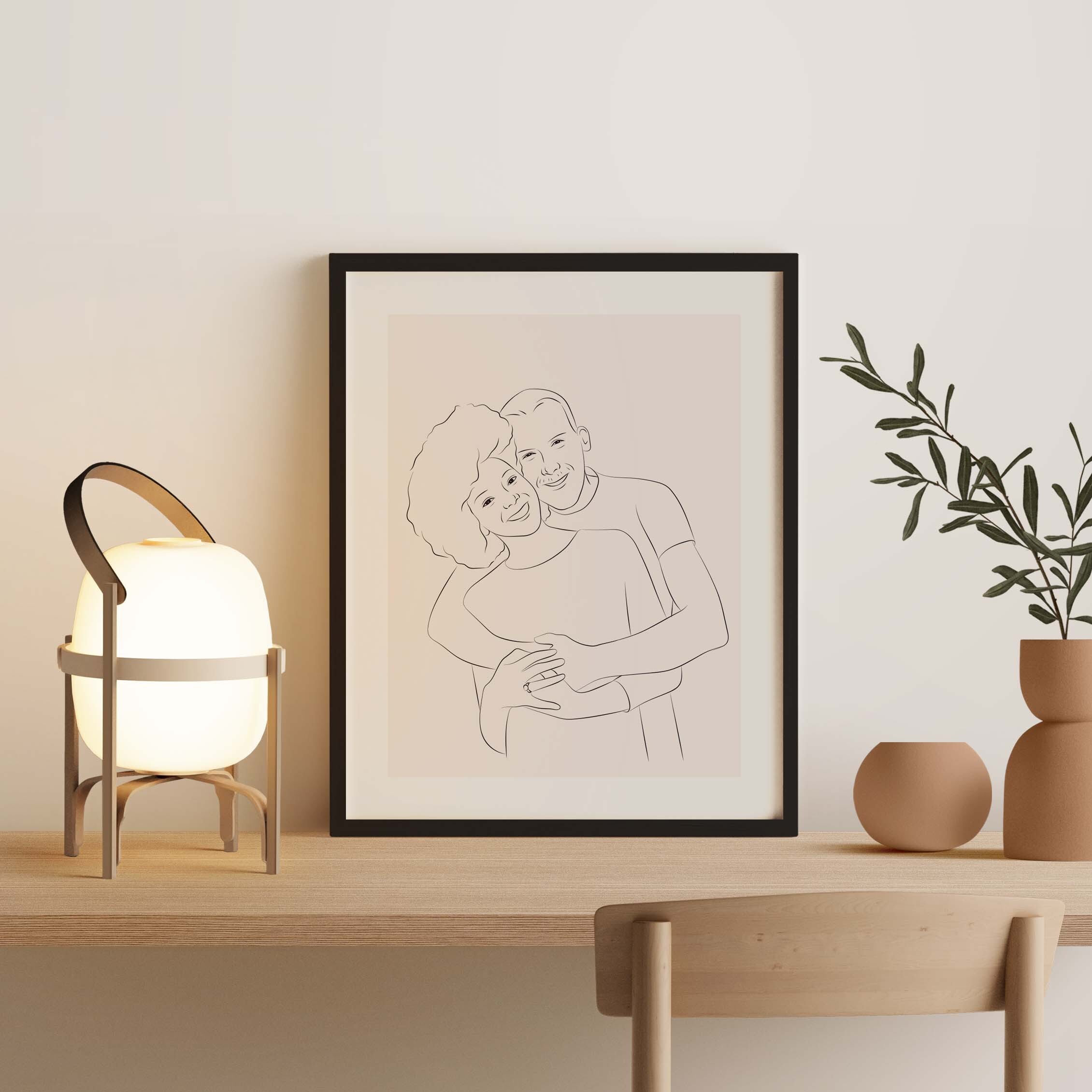 Couple illustré en Line Art comme cadeau de Saint-Valentin
