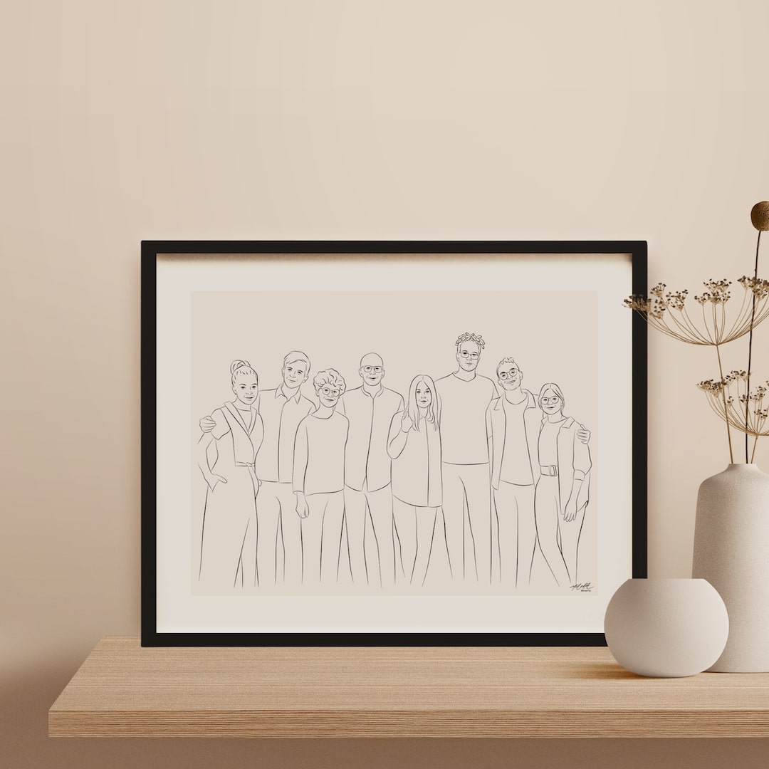 Portrait en Line Art d'une équipe de 8 employés